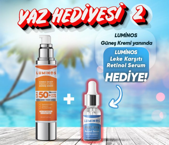 Luminos Spf 50+ Doğal Güneş Kremi - 50ml ( Leke Karşıtı Retinol Serum Hediye )