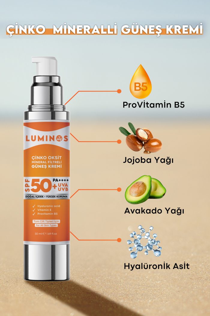 Luminos Spf 50+ Doğal Güneş Kremi - 50ml ( Anti-Aging Serum Hediye ) - Görsel 2