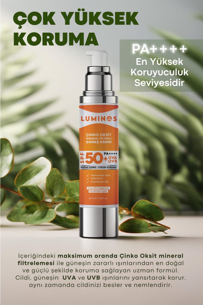 Luminos Spf 50+ Doğal Güneş Kremi - 50ml ( Anti-Aging Serum Hediye ) - Görsel 4