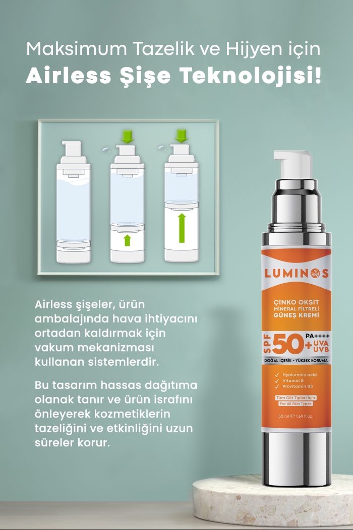 Luminos Spf 50+ Doğal Güneş Kremi - 50ml ( Anti-Aging Serum Hediye ) - Görsel 3
